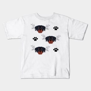 Rottweiler Dog Breed Face Pattern Kids T-Shirt